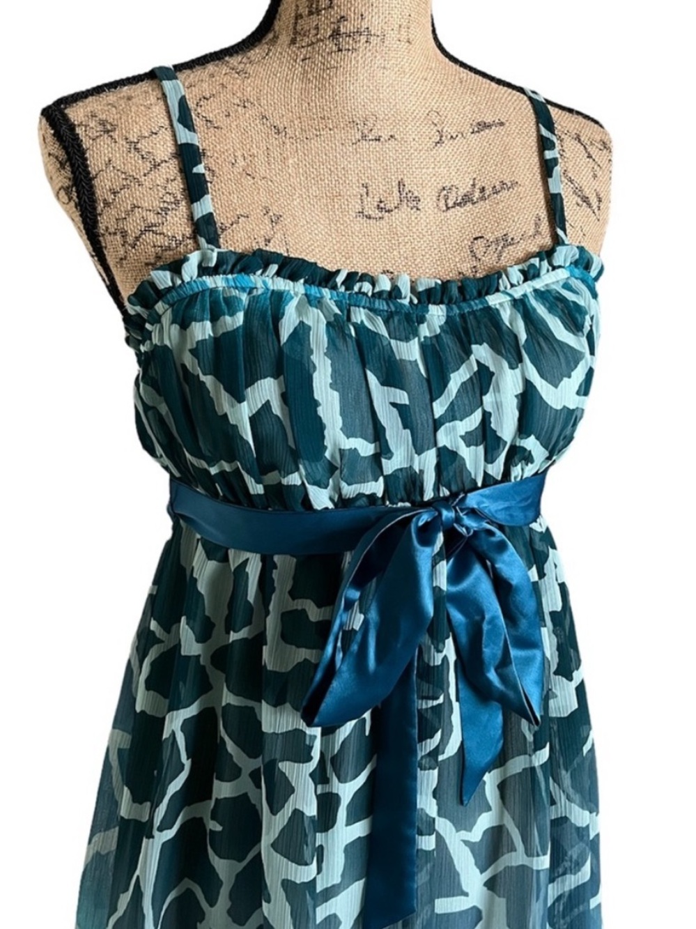 Mixit Blue Abstract Babydoll Tank Satin Tie XS Juniors Flowy Chiffon - Picture 10 of 15